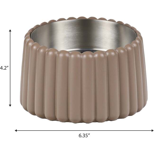 Ripple Ridge Slanted Concrete and Stainless Steel Bowl 16oz (2 Cups) Pet Feeder, Brown - Pet Bowls & Feeders - 5