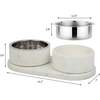 Marbre Modern Weighted Double Marble and Stainless Steel Bowl 12oz (1.5 Cups) Feeder with Non-Slip Marble Tray Set, White - Pet Bowls & Feeders - 5