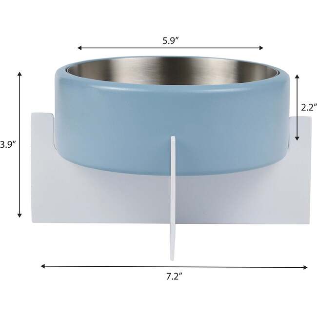 Intersecta Concrete and Stainless Steel Bowl 16oz (2 Cups) with Metal Stand Pet Feeder, Blue/White - Pet Bowls & Feeders - 5