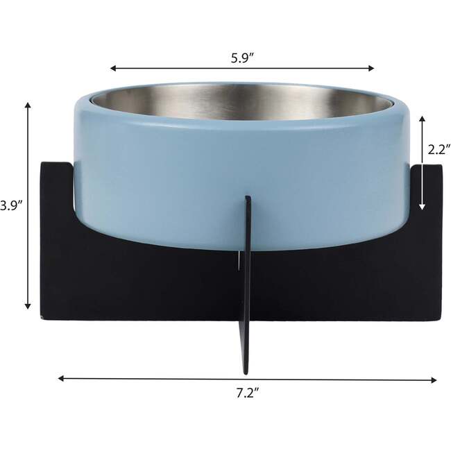 Intersecta Concrete and Stainless Steel Bowl 16oz (2 Cups) with Metal Stand Pet Feeder, Blue/Black - Pet Bowls & Feeders - 5
