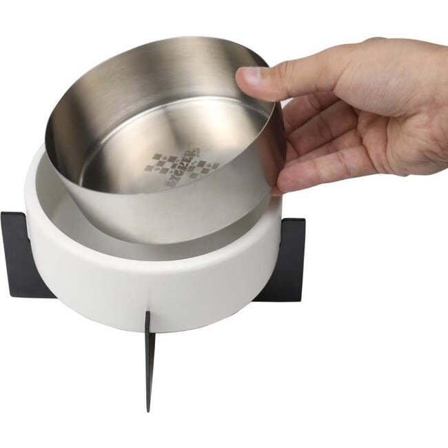 Intersecta Concrete and Stainless Steel Bowl 16oz (2 Cups) with Metal Stand Pet Feeder, White/Black - Pet Bowls & Feeders - 8