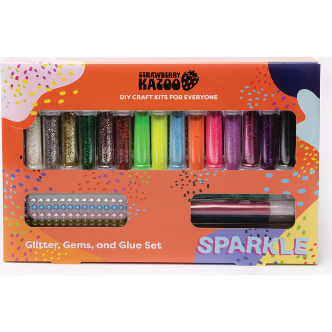 Strawberry Kazoo Sparkle Glitter, Glitter Glue, and Gem Sticker DIY Craft Kit