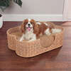 Scallop Tropical Handwoven Water Hyacinth Pet Bed with Machine Washable Cushion, Light Brown - Pet Beds - 2 - thumbnail