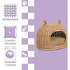 Cat Ear 20" x 14.5" Coastal Handwoven Water Hyacinth Pet Bed with Machine-Washable Cushion, Light Brown - Pet Beds - 4