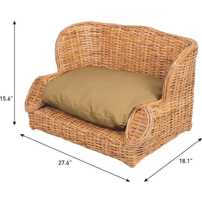 Classic 27.5" x 18" Mediterranean Handwoven Water Hyacinth Pet Daybed with Machine-Washable Cushion, Light Brown - Pet Beds - 5