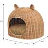 Cat Ear 20" x 14.5" Coastal Handwoven Water Hyacinth Pet Bed with Machine-Washable Cushion, Light Brown - Pet Beds - 5