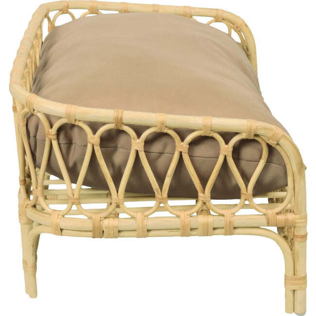 Elevated 27.5" x 17" Bohemian Handwoven Rattan Pet Daybed with Machine-Washable Cushion, Light Brown - Pet Beds - 7