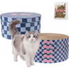 Kate 12" Modern Patterned Cardboard Reversible Cat Scratcher Pad In Box with Catnip, Checker Navy/Blue (5-Pack) - Pet Accessories - 1 - thumbnail