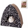 Koko 19" Modern Cardboard Triangle Cat Cave Scratcher with Catnip, Black/White - Pet Accessories - 1 - thumbnail