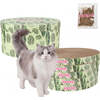 Kate 12" Modern Patterned Cardboard Reversible Cat Scratcher Pad In Box with Catnip, Leaf Mint/Green (5-Pack) - Pet Accessories - 1 - thumbnail
