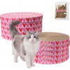Kate 12" Modern Patterned Cardboard Reversible Cat Scratcher Pad In Box with Catnip, Hearty Pink/Red (5-Pack) - Pet Accessories - 1 - thumbnail