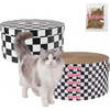 Kate 12" Modern Patterned Cardboard Reversible Cat Scratcher Pad In Box with Catnip, Checker Black/White (5-Pack) - Pet Accessories - 1 - thumbnail