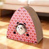 Koko 19" Modern Cardboard Triangle Cat Cave Scratcher with Catnip, Pink/Red - Pet Accessories - 2 - thumbnail