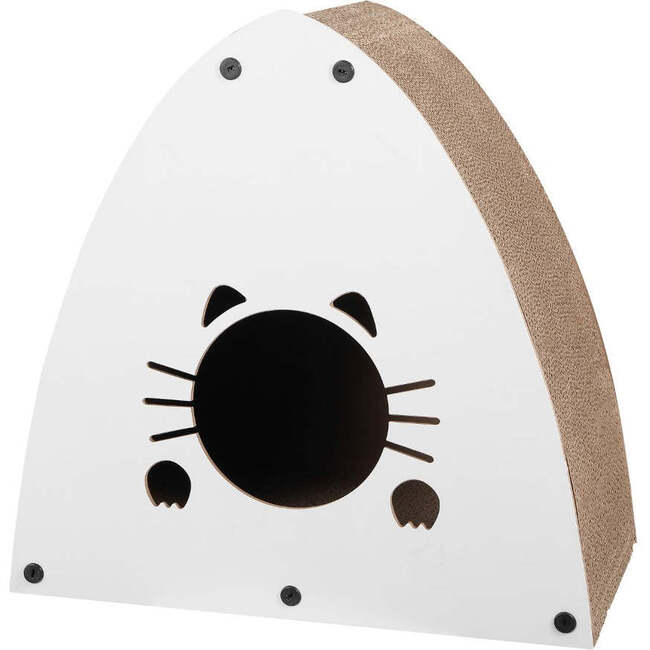 Koko 19" Modern Cardboard Triangle Cat Cave Scratcher with Catnip, Gray - Pet Accessories - 4