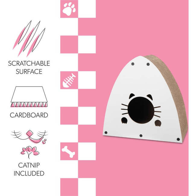 Koko 19" Modern Cardboard Triangle Cat Cave Scratcher with Catnip, Gray - Pet Accessories - 5