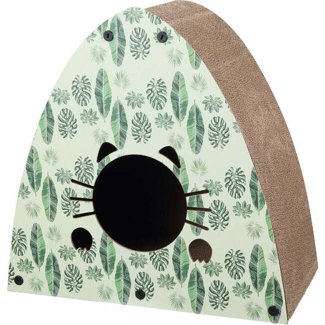 Koko 19" Modern Cardboard Triangle Cat Cave Scratcher with Catnip, Mint/Green - Pet Accessories - 4