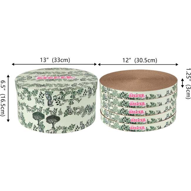 Kate 12" Modern Patterned Cardboard Reversible Cat Scratcher Pad In Box with Catnip, Cat Green (5-Pack) - Pet Accessories - 5