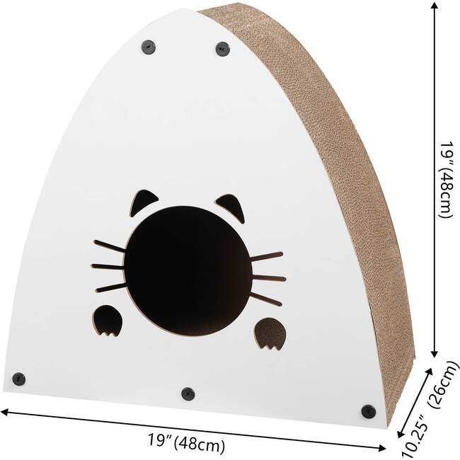 Koko 19" Modern Cardboard Triangle Cat Cave Scratcher with Catnip, Gray - Pet Accessories - 6