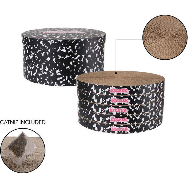 Kate 12" Modern Patterned Cardboard Reversible Cat Scratcher Pad In Box with Catnip, Composition Black/White (5-Pack) - Pet Accessories - 6