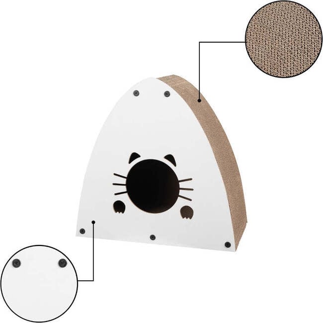 Koko 19" Modern Cardboard Triangle Cat Cave Scratcher with Catnip, Gray - Pet Accessories - 7
