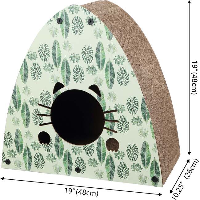 Koko 19" Modern Cardboard Triangle Cat Cave Scratcher with Catnip, Mint/Green - Pet Accessories - 6