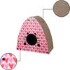 Koko 19" Modern Cardboard Triangle Cat Cave Scratcher with Catnip, Pink/Red - Pet Accessories - 7 - thumbnail