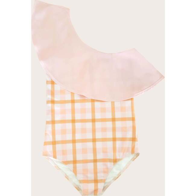 Sunkissed Plaid One Shoulder Ruffle