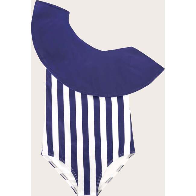 Nautical Stripe One Shoulder Ruffle