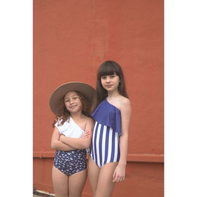 Nautical Stripe One Shoulder Ruffle - One Pieces - 3