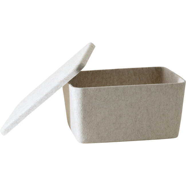 Sculpted Bin - Wide with Lid, Stone