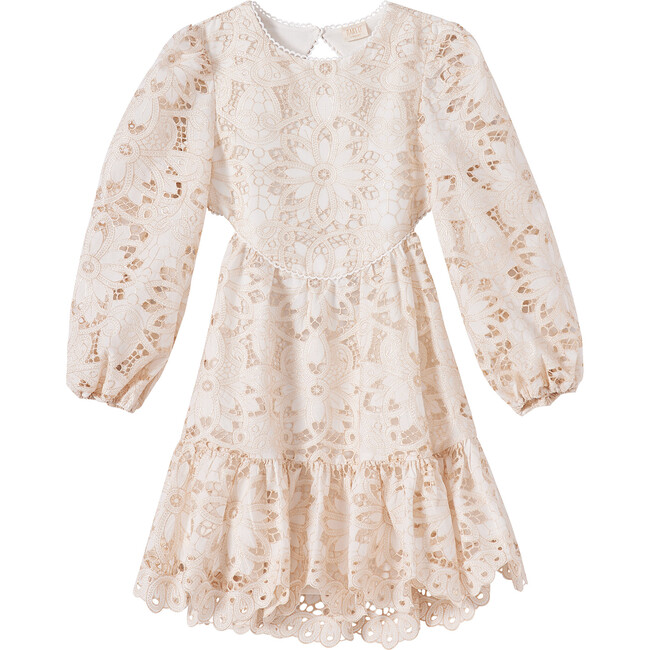 Kiera Embroidered Dress, Ivory/Beige - Dresses - 1