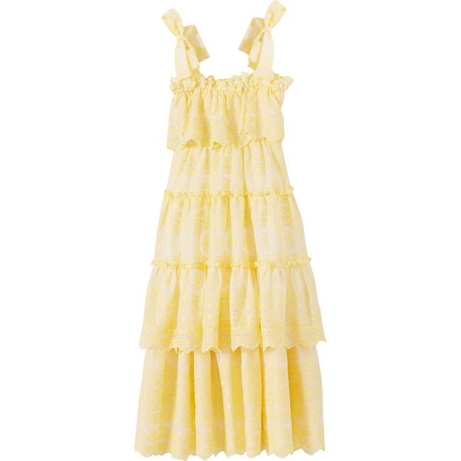 Juniper Embroidered Maxi Dress, Lemon - Dresses - 1