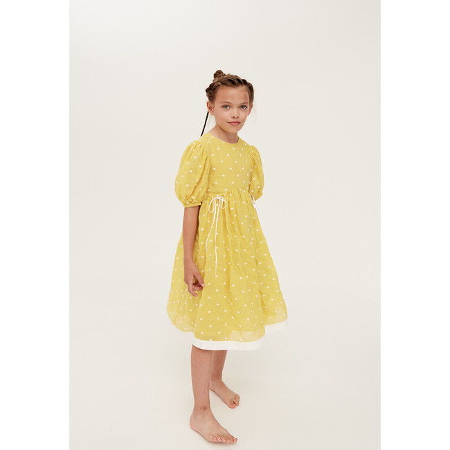 Tie The Knot Embroidered Dress, Sour Lemon Spot - Dresses - 2