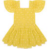 Square The Circle Embroidered Dress, Sour Lemon Spot - Dresses - 3 - thumbnail