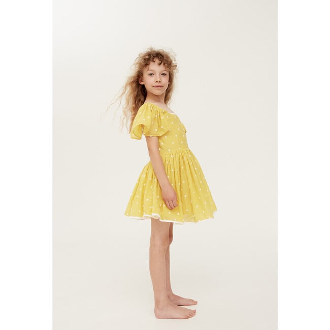 Square The Circle Embroidered Dress, Sour Lemon Spot - Dresses - 4