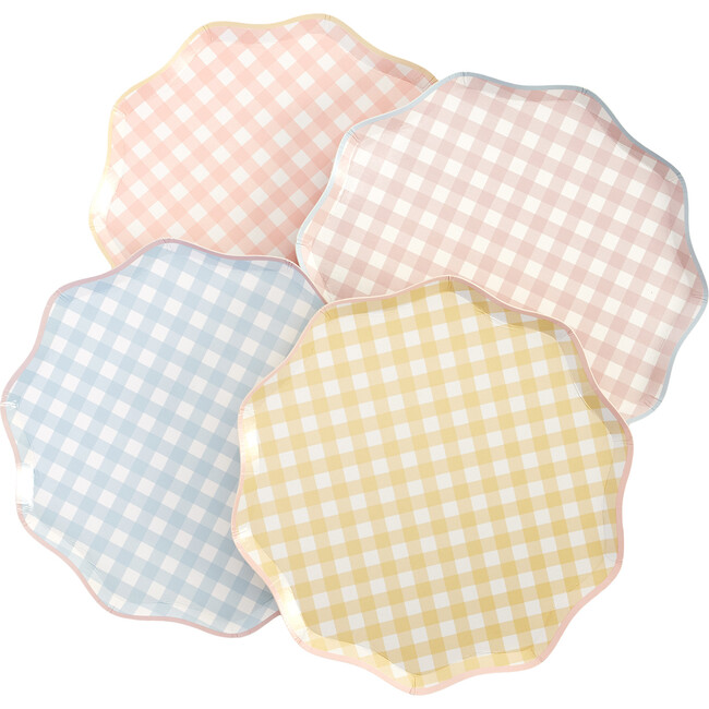 Set of 12 Gingham Side Plates, Multi