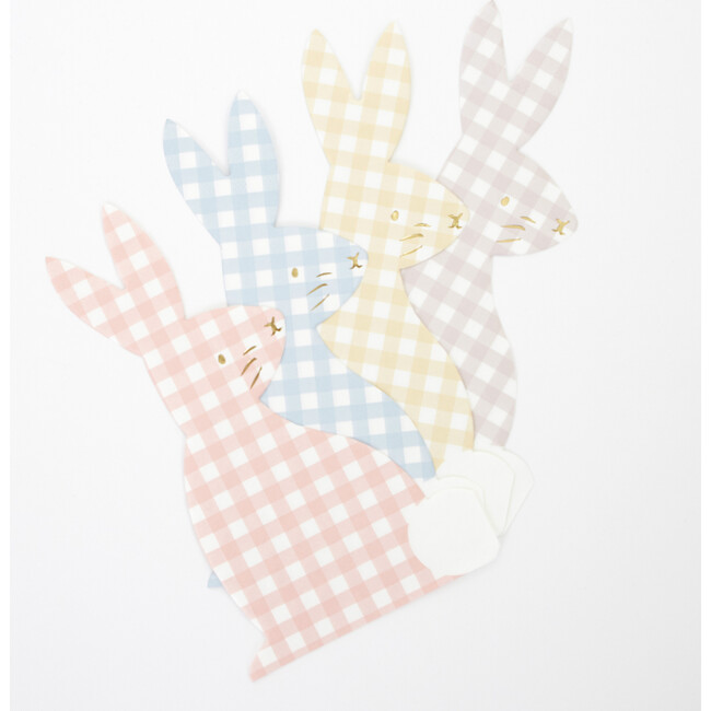 Set of 16 Gingham Bunny Napkins - Party - 3