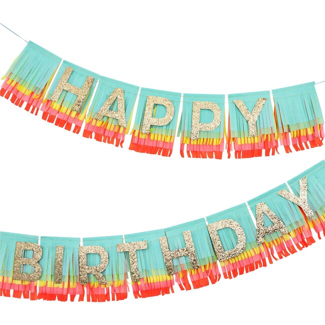 Rainbow Happy Birthday Fringe Garland