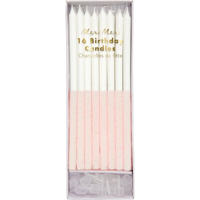 Pale Pink Glitter Dipped Candles