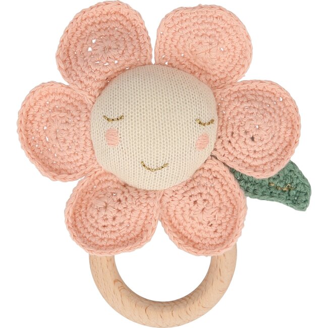 Peach Daisy Baby Rattle - Rattles - 1