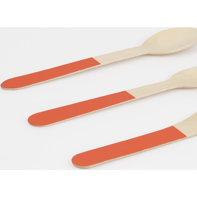 Tomato Red Wooden Cutlery Set - Party - 3