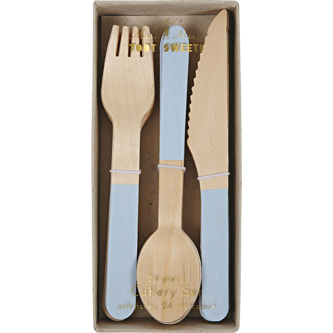 Soft Blue Wooden Cutlery Set