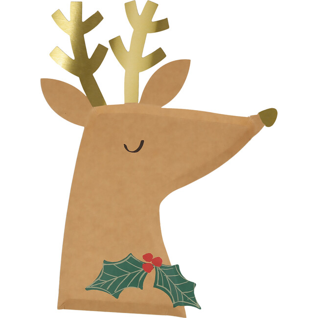 Reindeer With Holly Plates - Party - 1