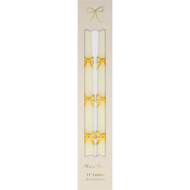Gold Bow Taper Candles