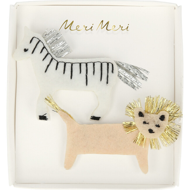 Zebra & Lion Felt Hair Clips