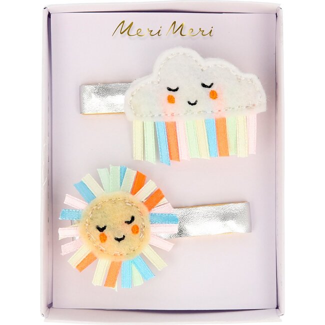 Rainbow Sun & Cloud Hair Clips