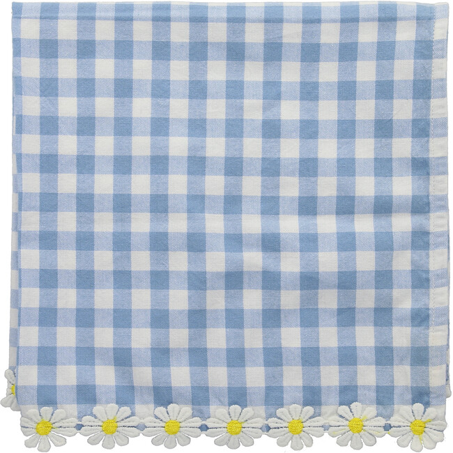 Daisy Gingham Cloth Napkins, Blue