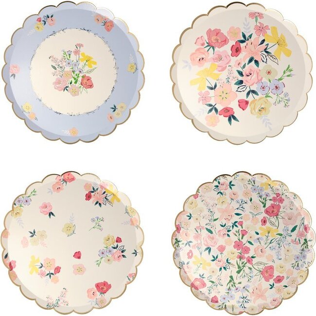 Set of 8 English Garden Side Plates, Multi