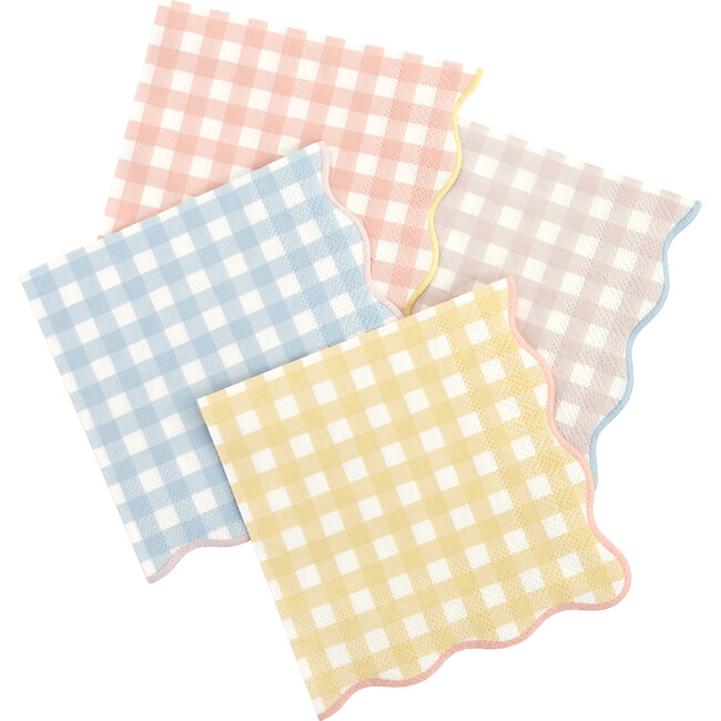 Set of 12 Gingham Small Napkins, Multi