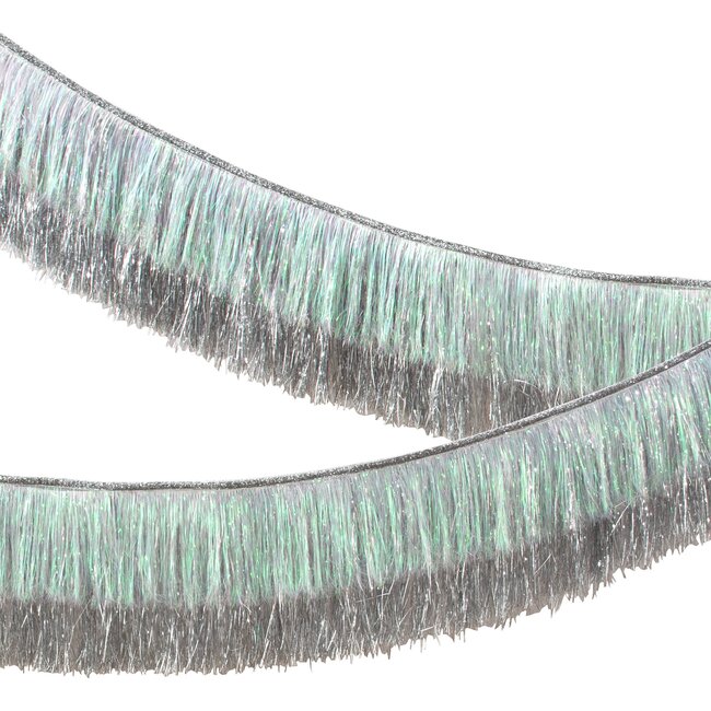 Tinsel Fringed Garlands, Silver/Iridescent